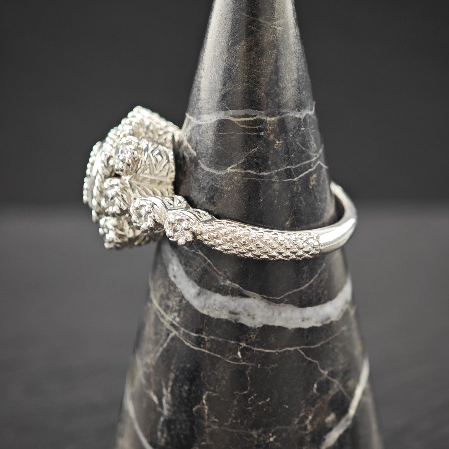 Judith Ripka CZ Floral Sterling Silver Ring Sz 10