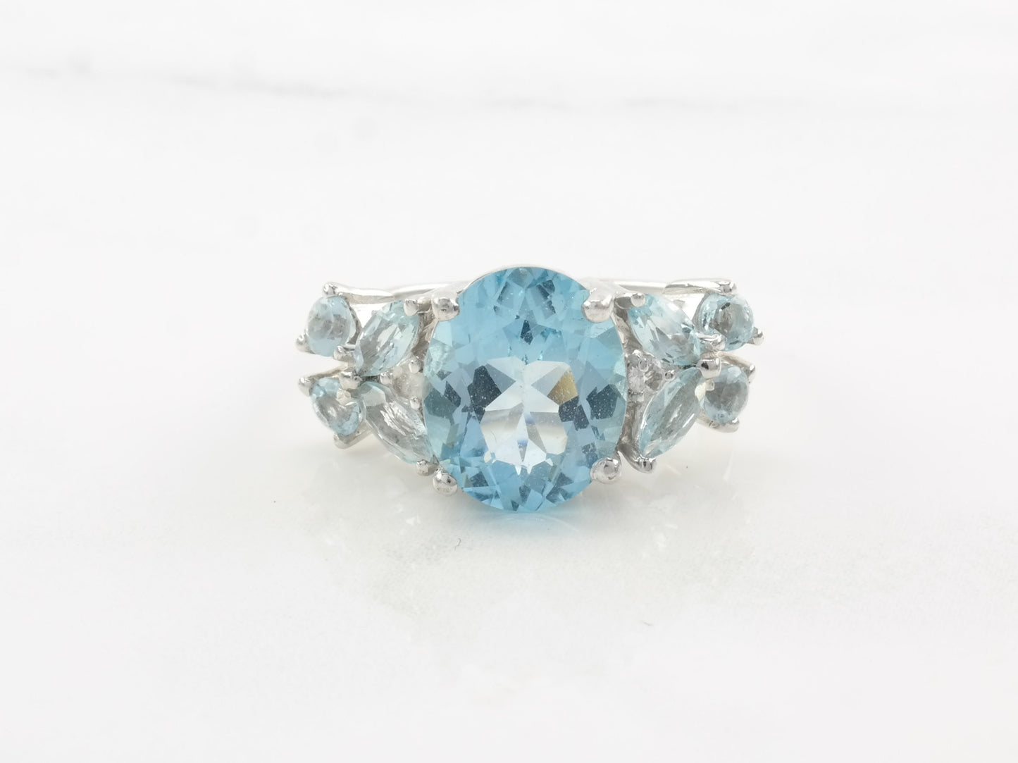 Vintage Sterling Silver Ring Topaz Butterfly Size 6 3/4