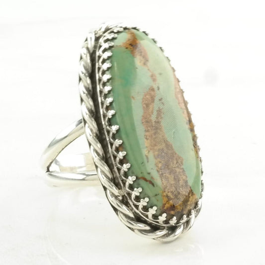 Vintage Southwest Silver Ring Turquoise Large Sterling Green Size 9