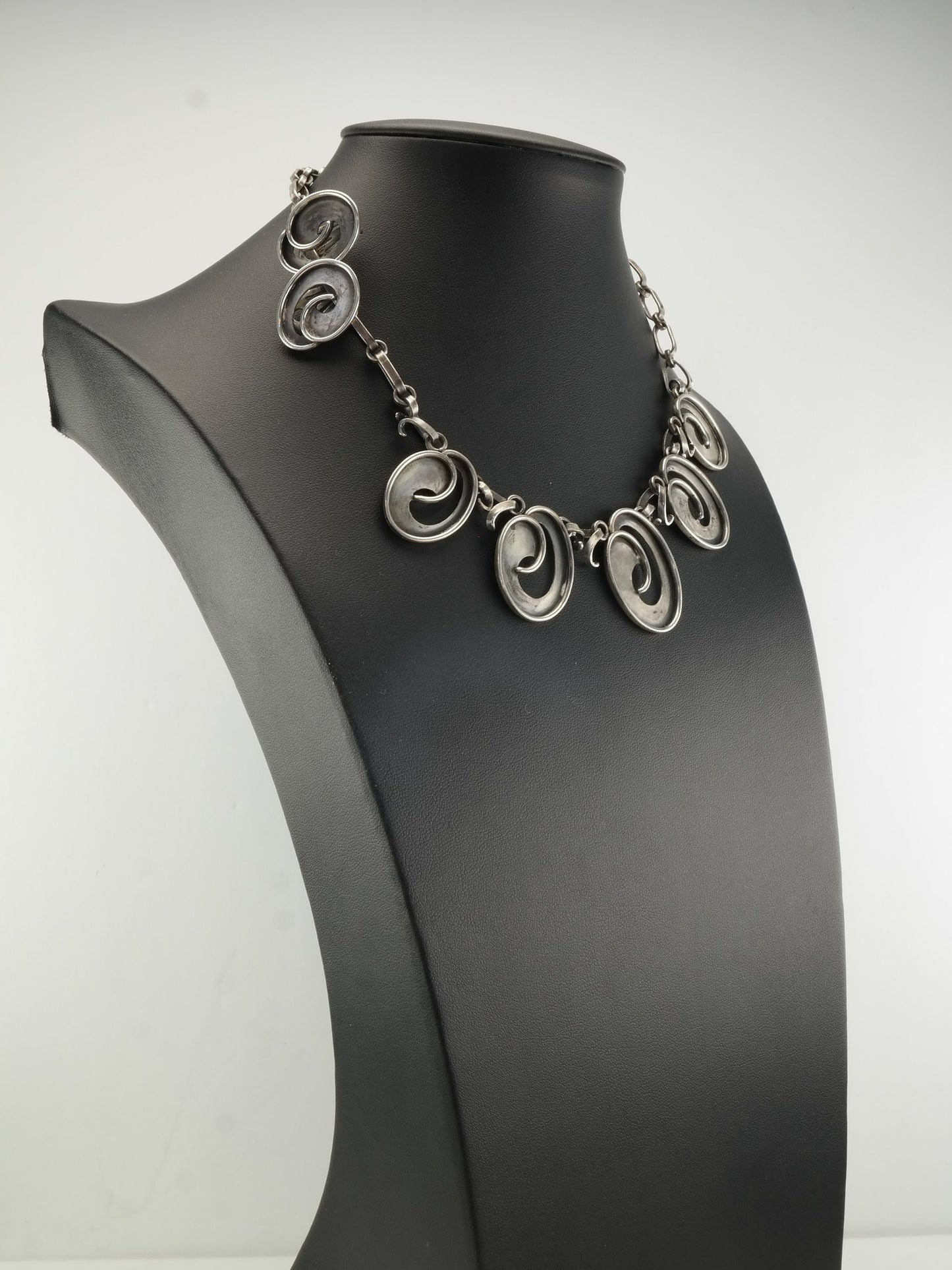 Modernist RWW Sterling Silver Necklace Earrings Jewelry Set