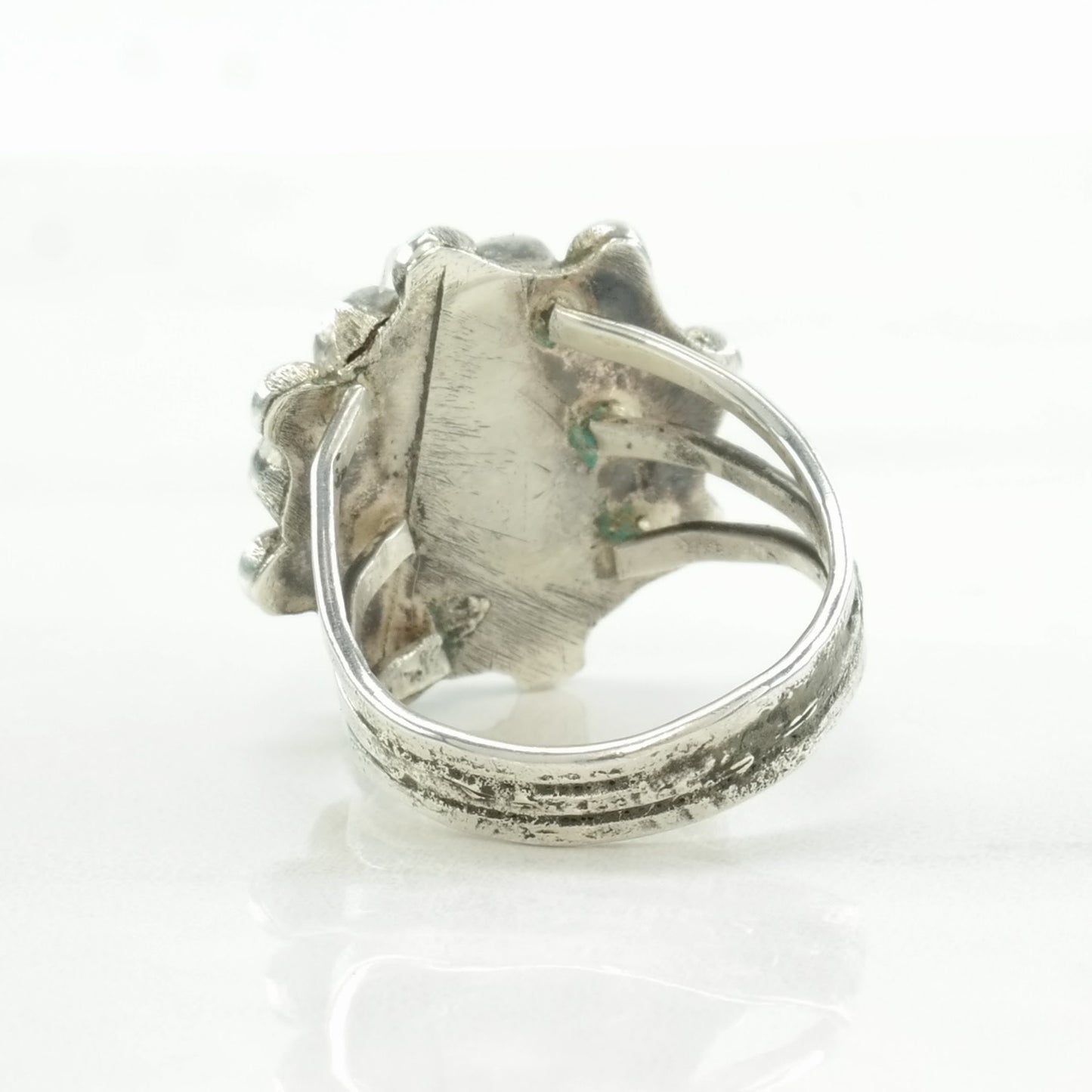 Vintage Native American Silver Ring Turquoise Cluster Sterling Size 6 1/2