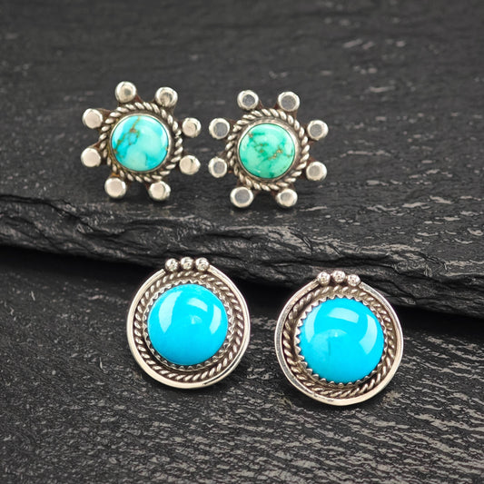 Choice of Native American Turquoise Stud Earrings Sterling Silver