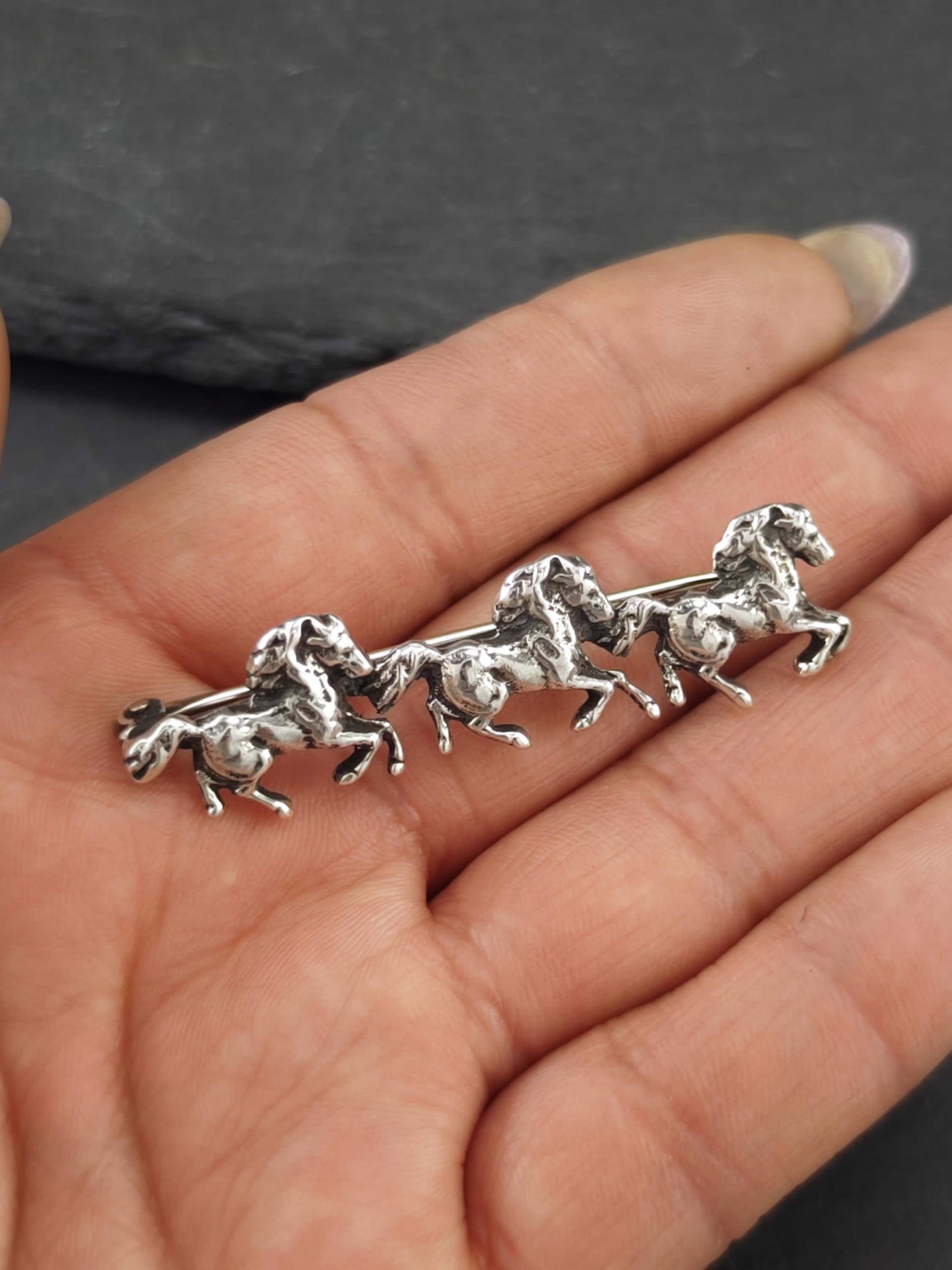 Cini, Horses Sterling Silver Brooch