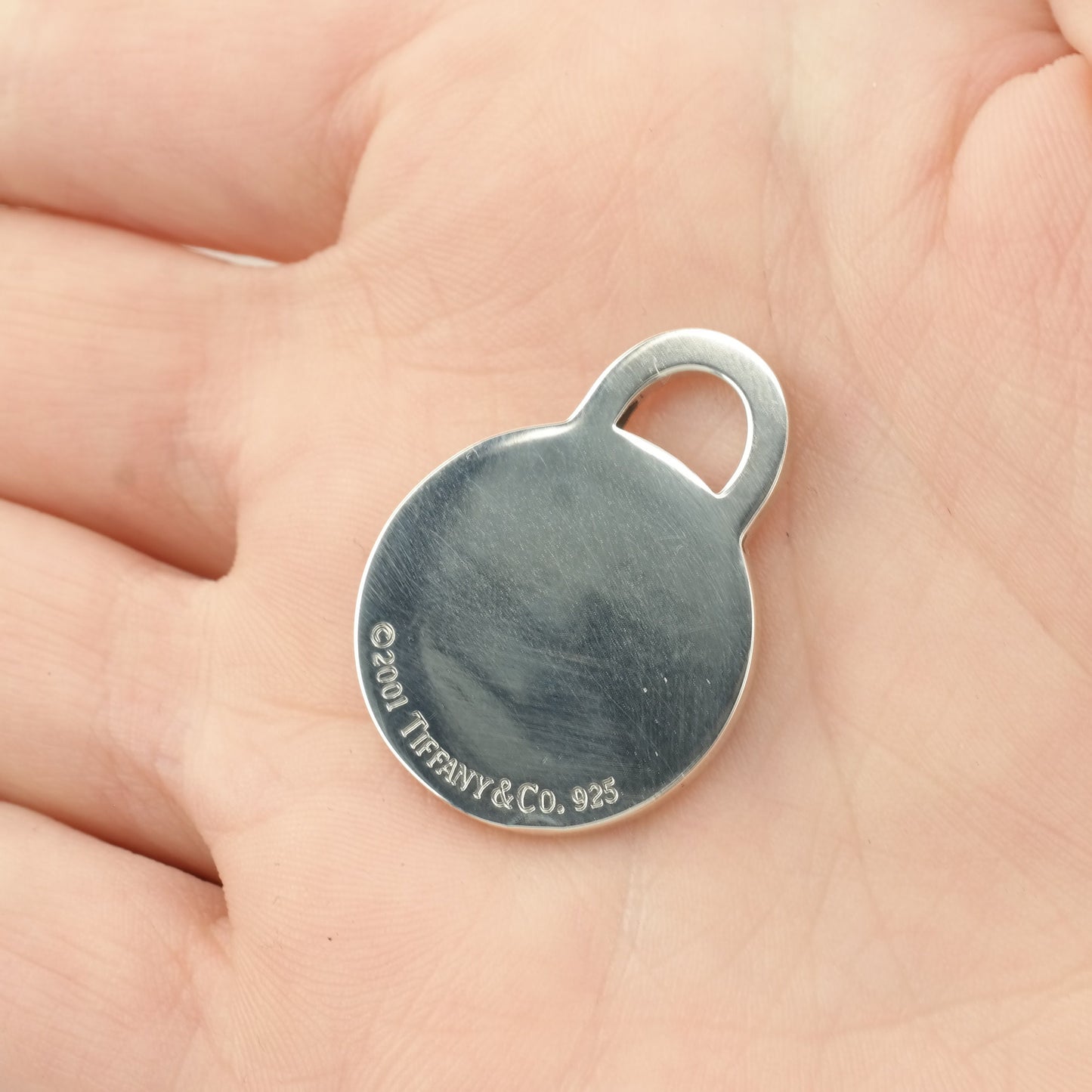 Vintage Tiffany & Co. Circle Tag 2001 Sterling Silver Pendant