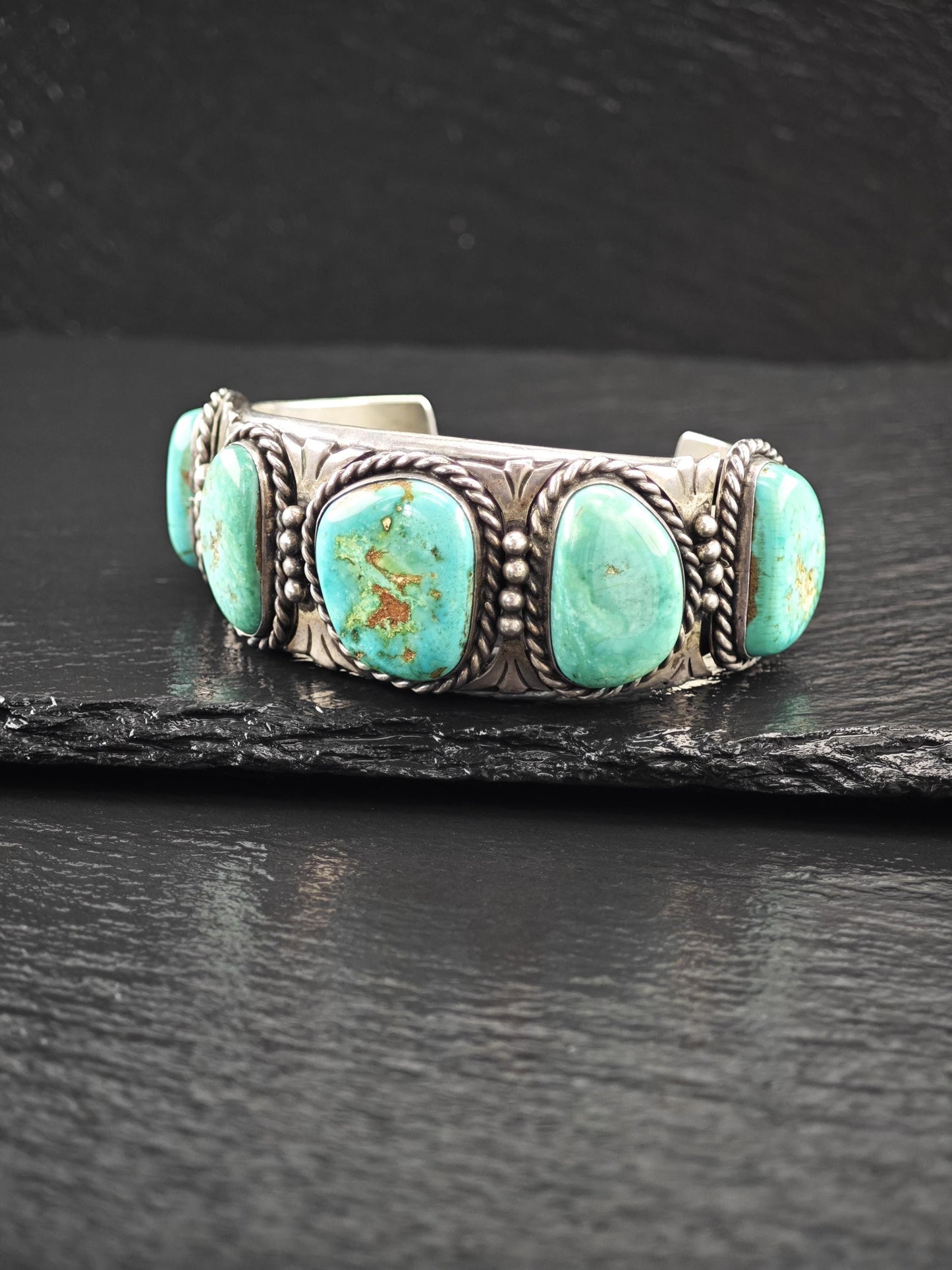 Heavy Native American, Royston Cuff Bracelet Sterling Silver
