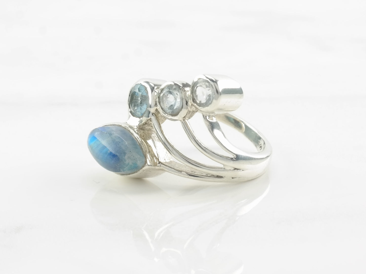 Vintage Topaz, Moonstone Ring Sterling Silver Size 6