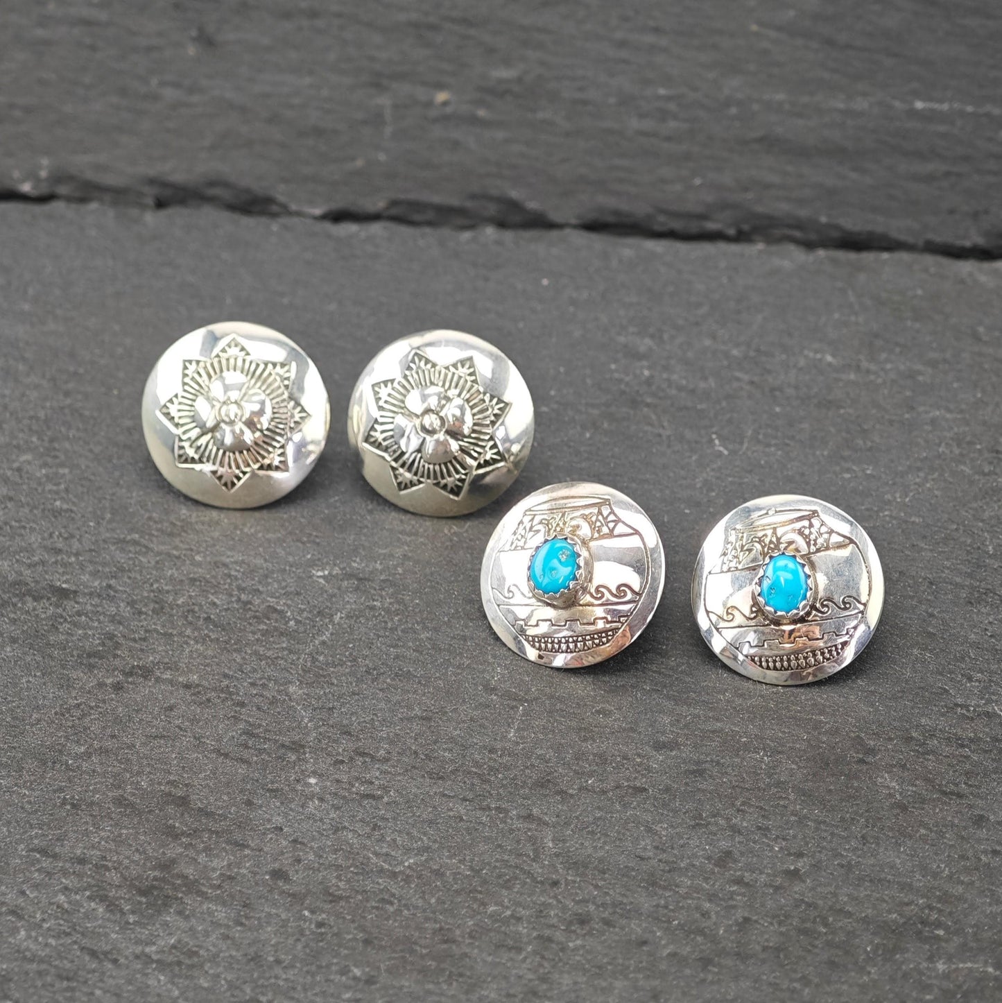 Choice of Vintage Sterling Silver Stud Earrings