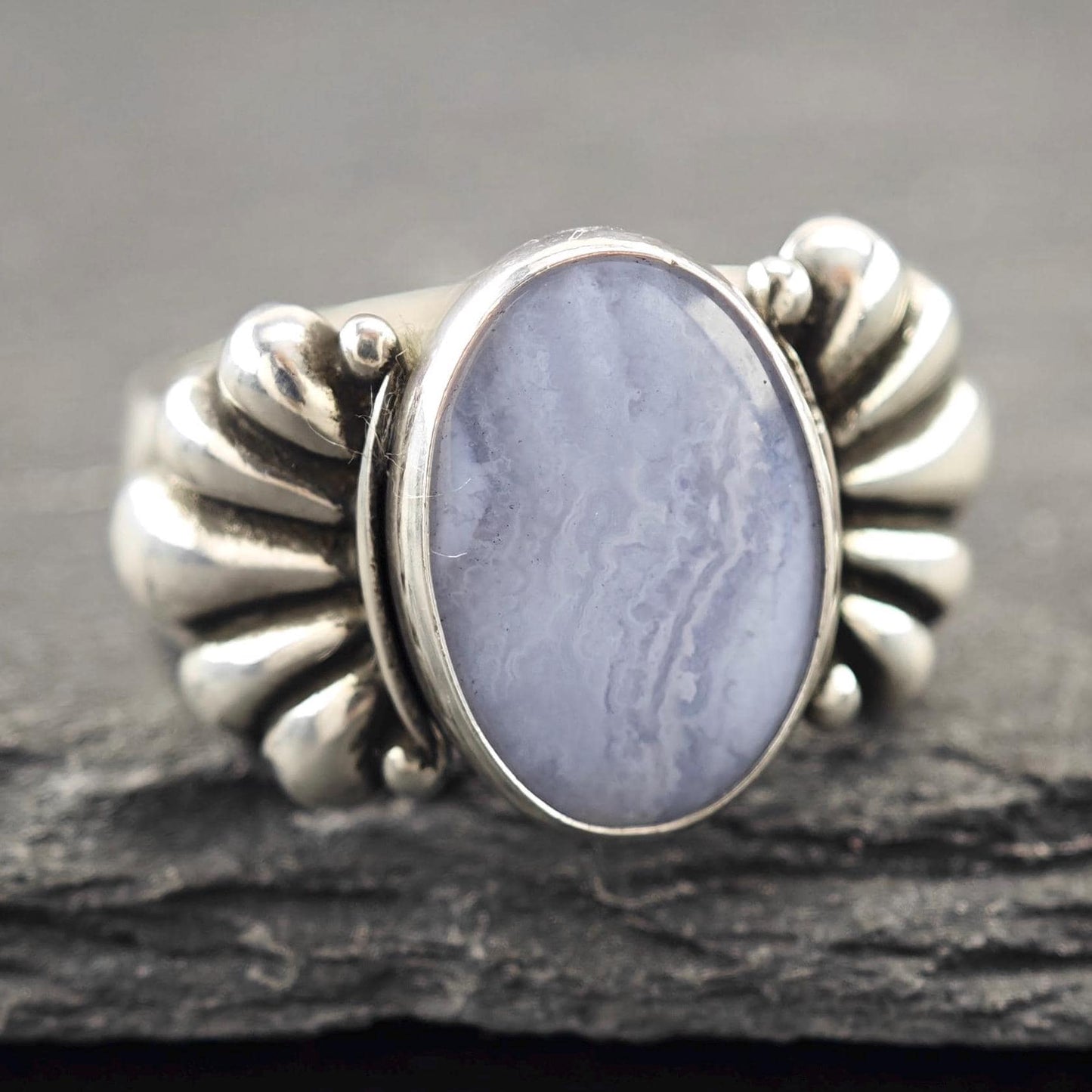 Vintage Carolyn Pollack, Agate Ring Sterling Silver