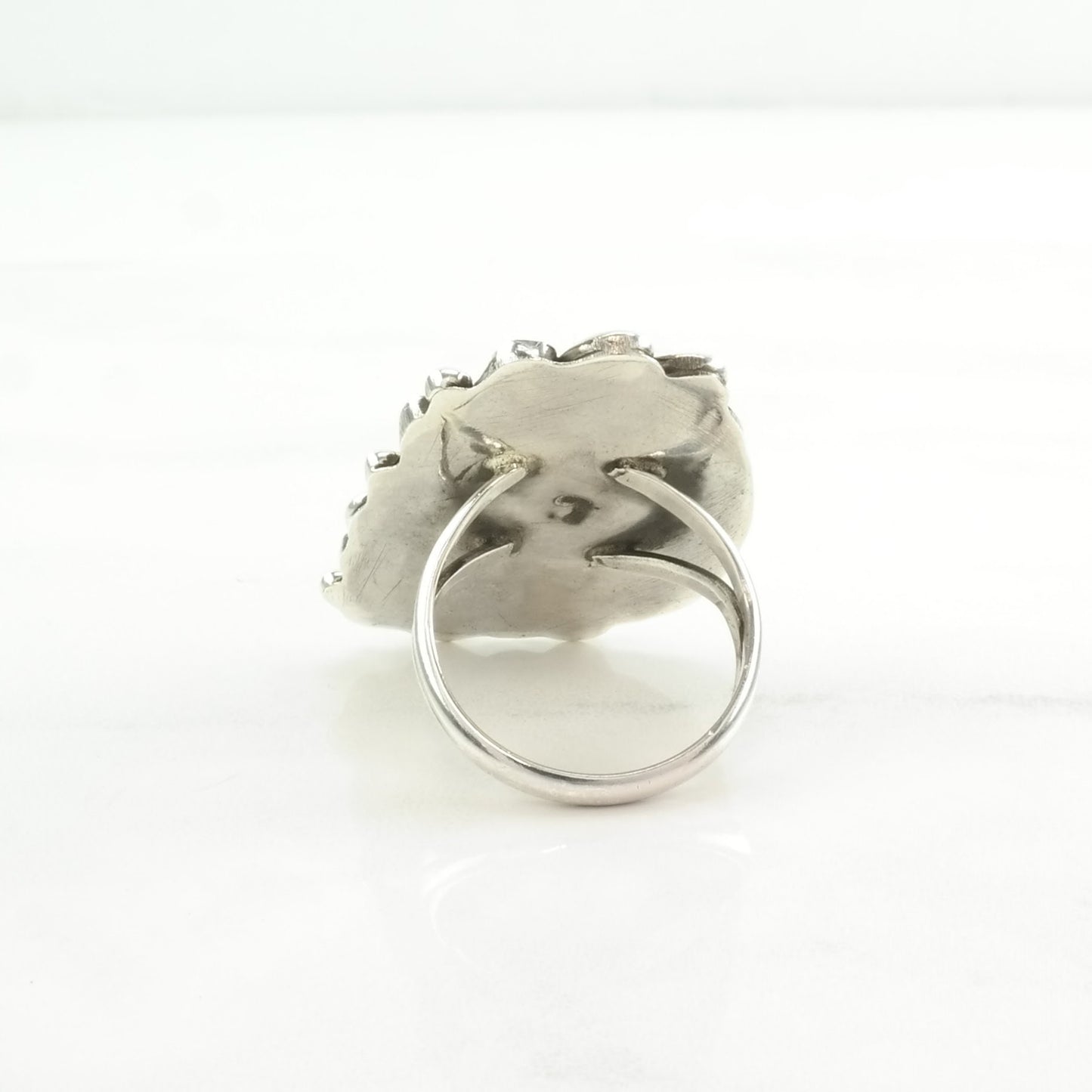 Vintage Native American Silver Ring Turquoise Leaf Sterling Blue Size 7