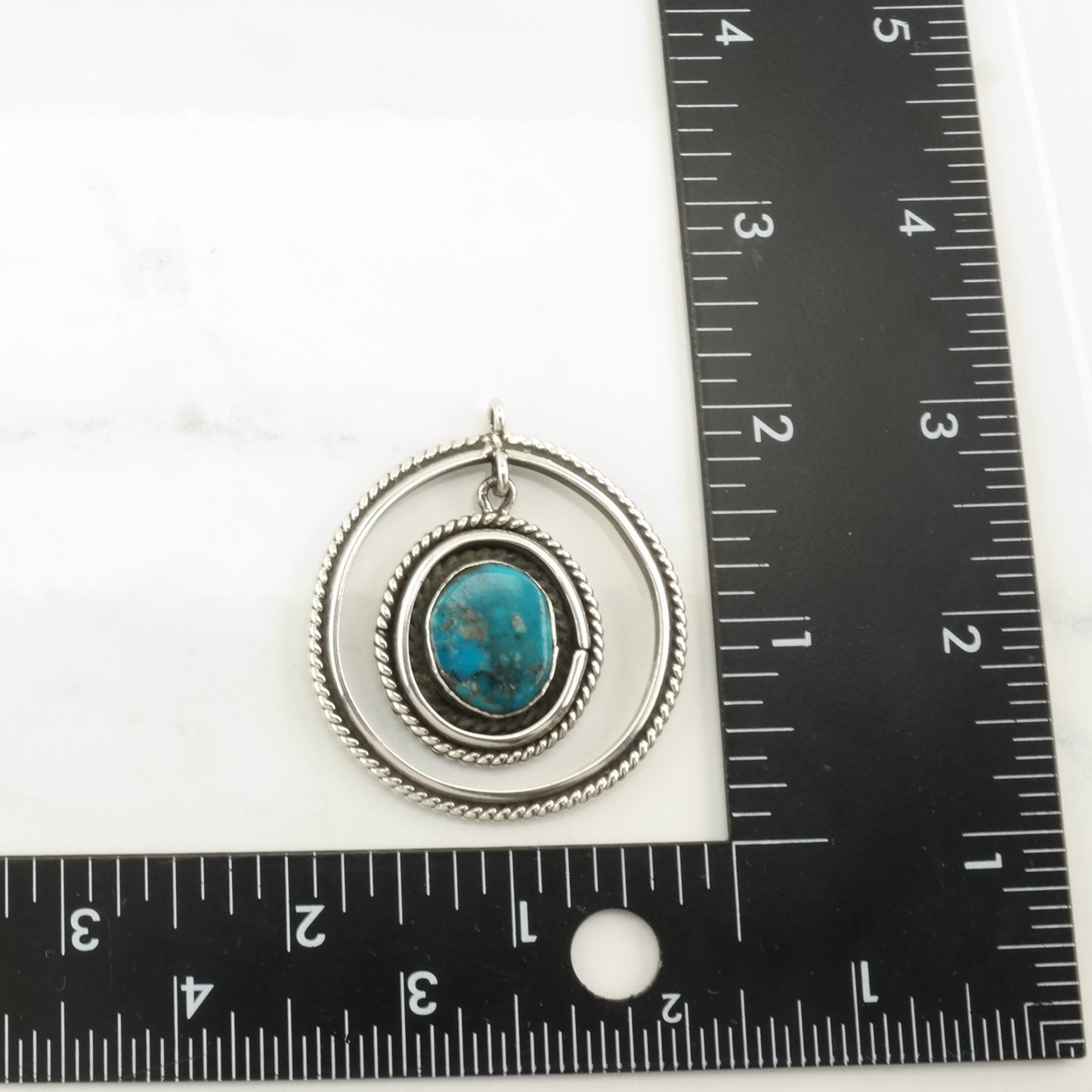 Vintage Native American Turquoise Dangling Sterling Silver Pendant