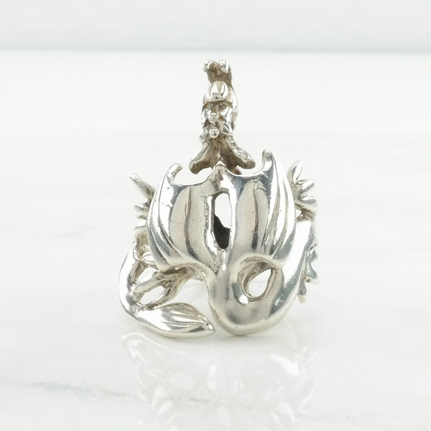 Vintage Handmade Silver Ring Dragon Sterling Size 6 3/4