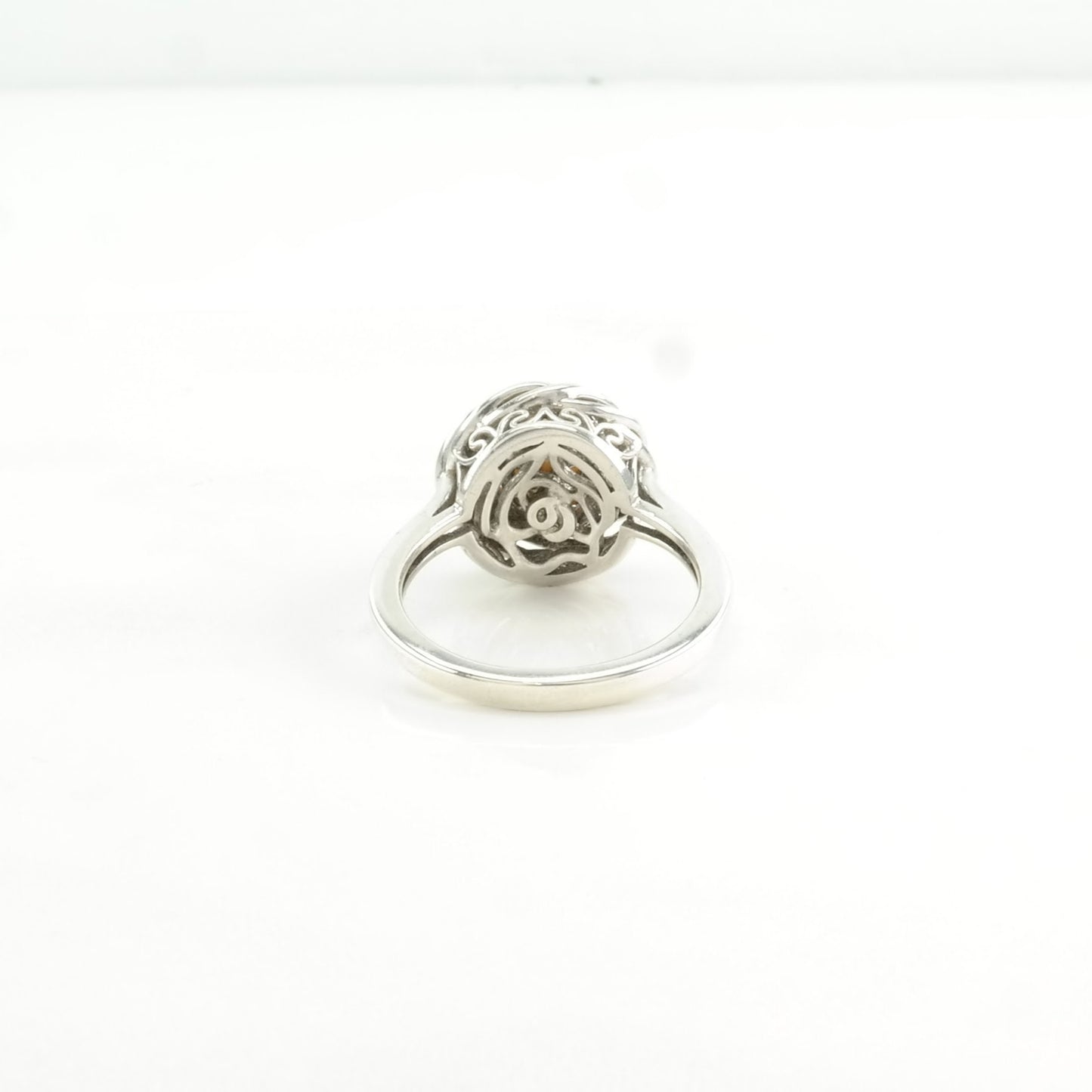 Sterling Silver Ring Pearl Diamond Chips Sz 7 1/4 R4880