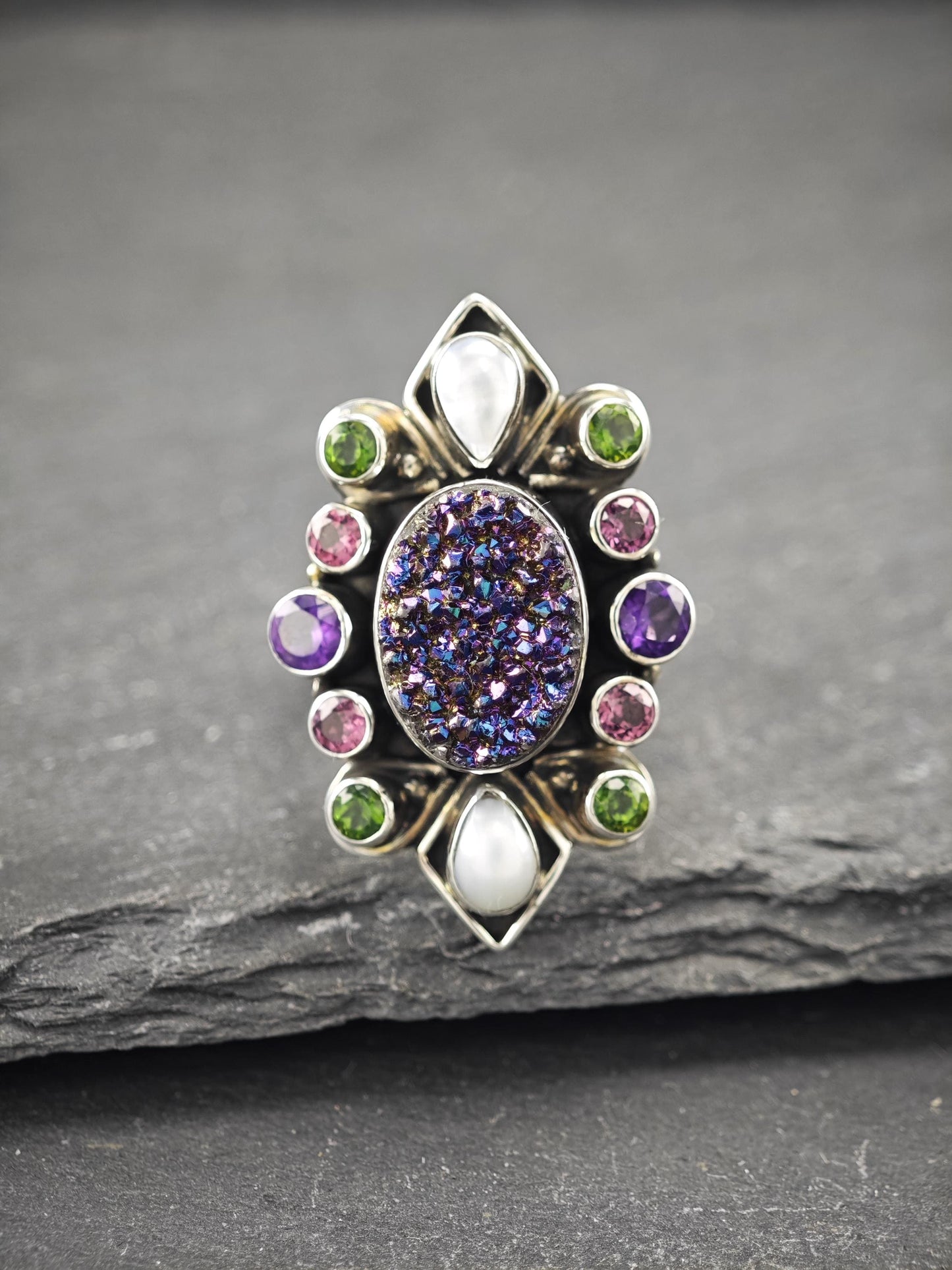 Vintage Nicky Butler Druzy Ring Sterling Silver