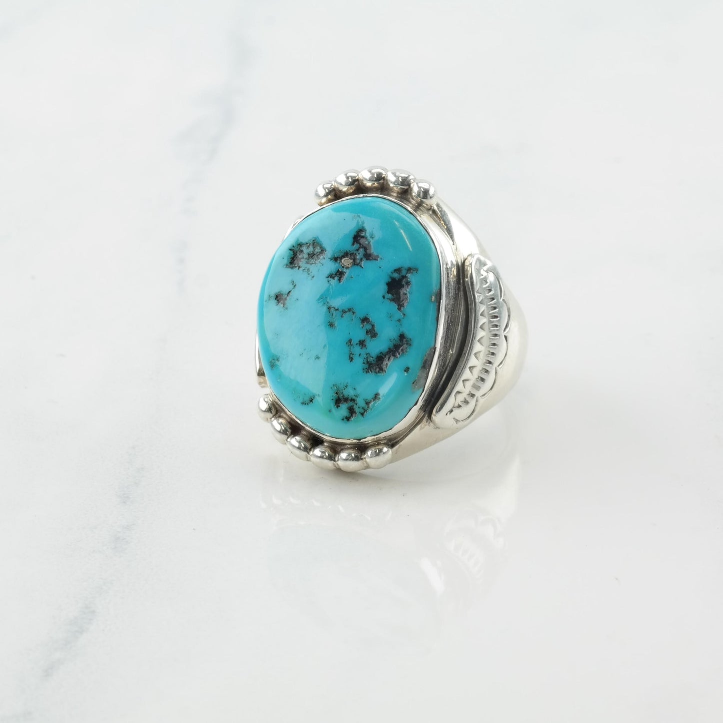 Native American Silver Ring Sleeping Beauty, Turquoise Large Sterling Blue Size 10 3/4