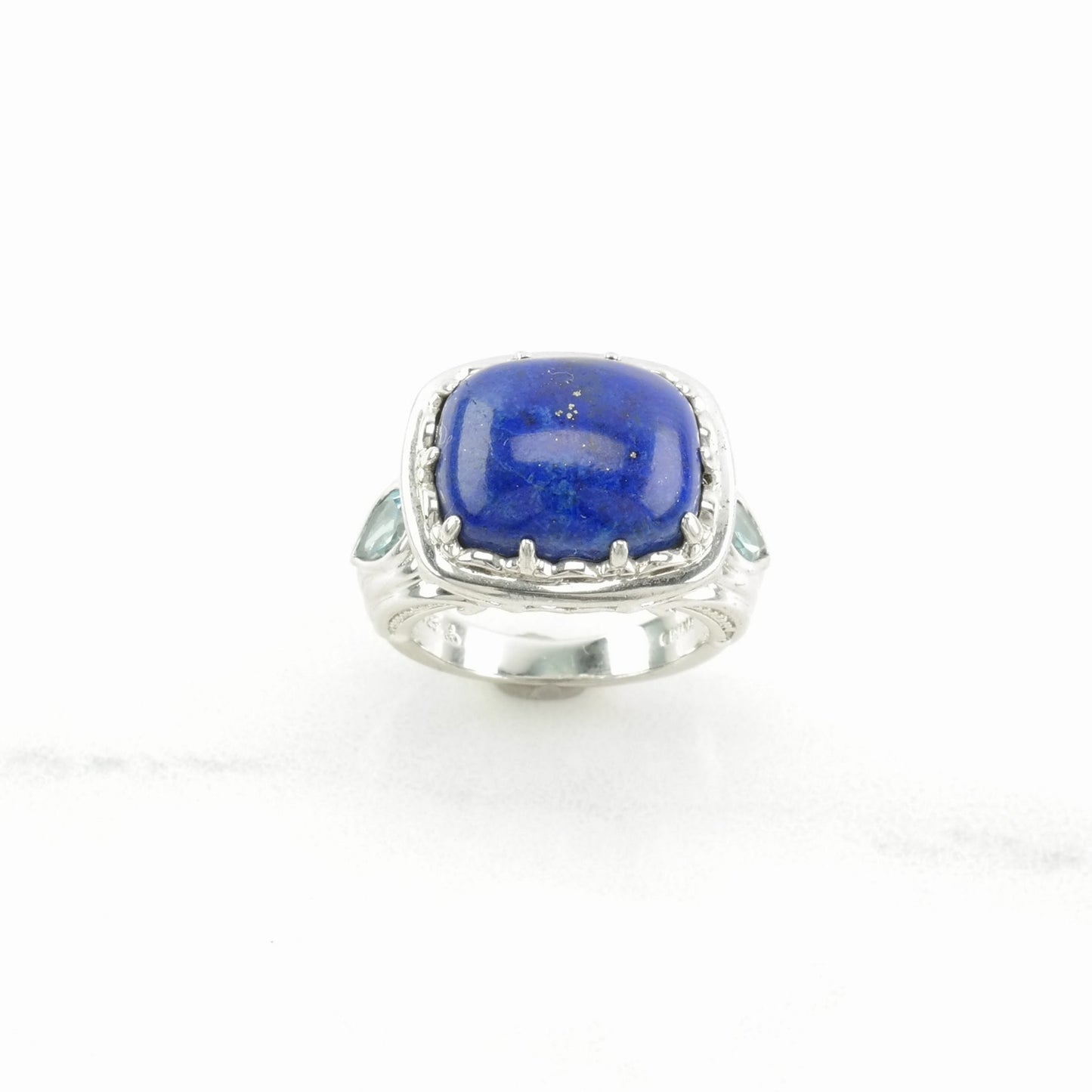 Vintage Sterling Silver Ring Lapis Lazuli Topaz Blue Size 5