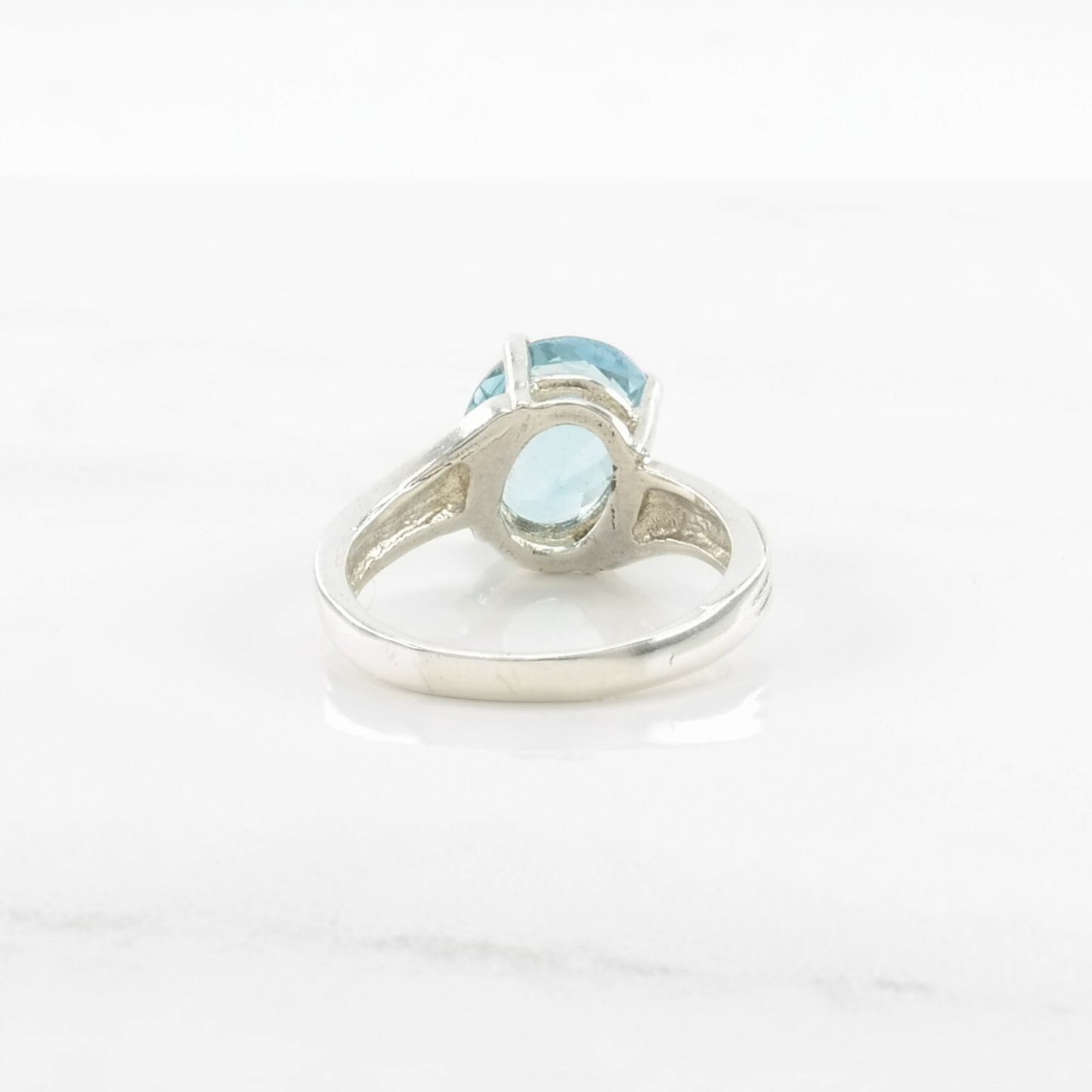 Vintage Sterling Silver Ring Topaz Wave Blue Size 6 3/4