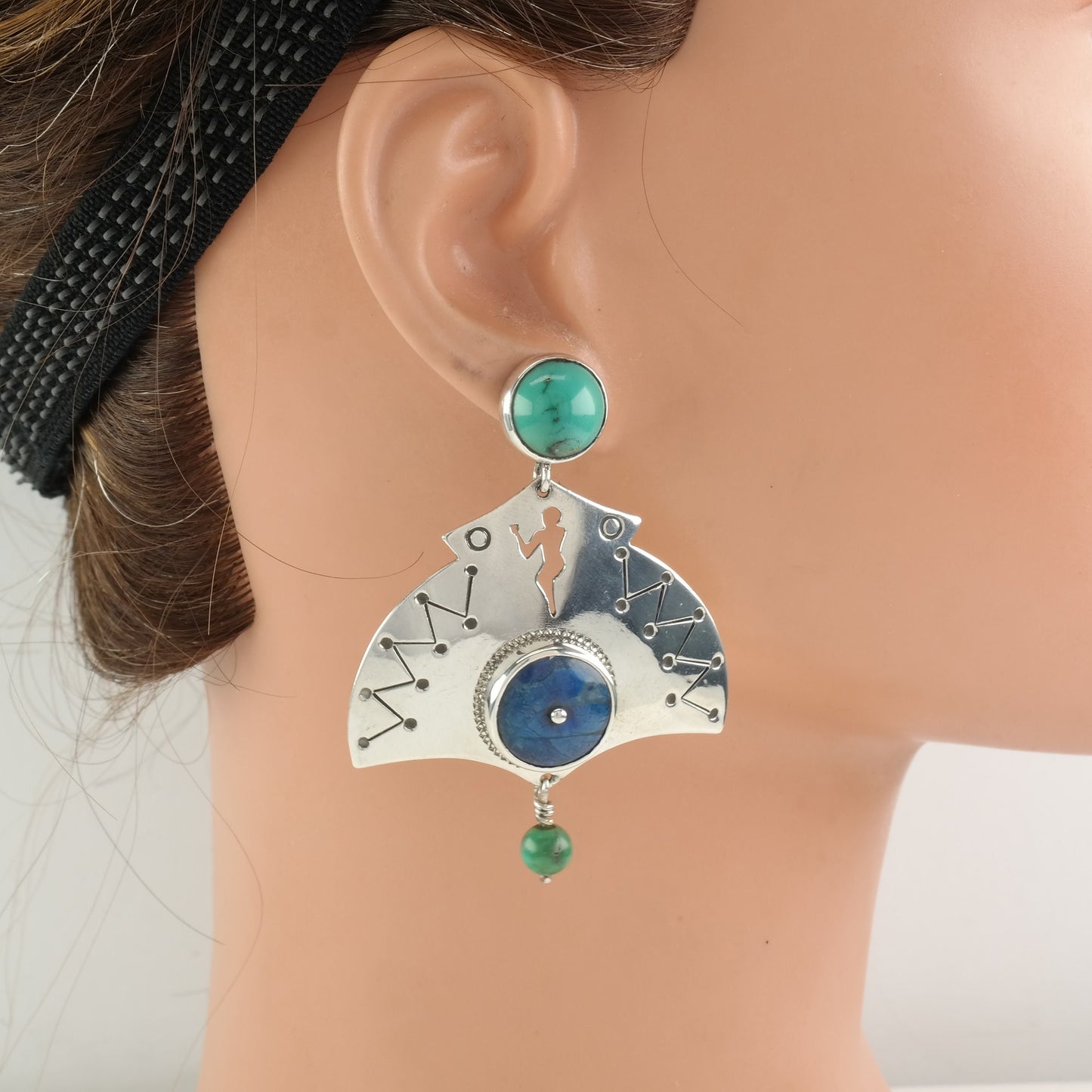 Turquoise Lapis Earrings Stud Dangle