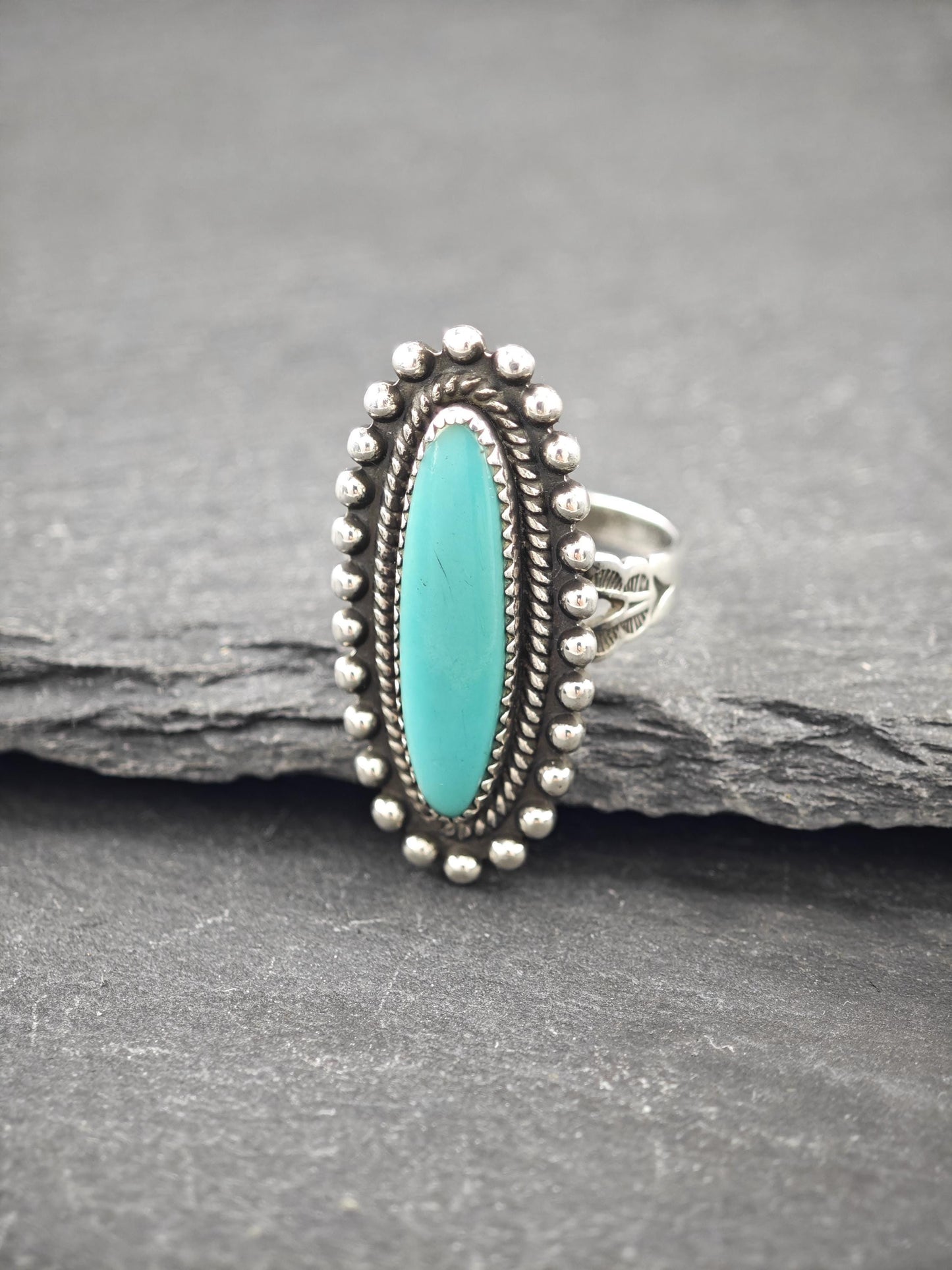 Fred Harvey Era, Block Turquoise Ring Sterling Silver
