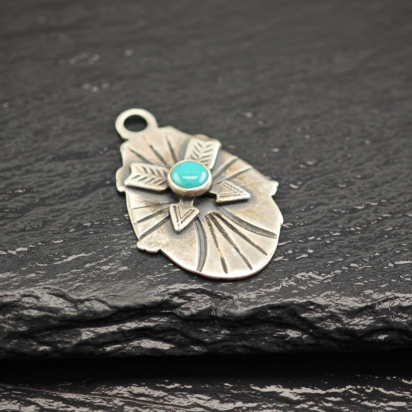 Vintage Native American Turquoise Pendant Sterling Silver