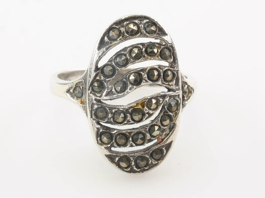 Vintage Sterling Silver Ring Marcasite Size 6.75
