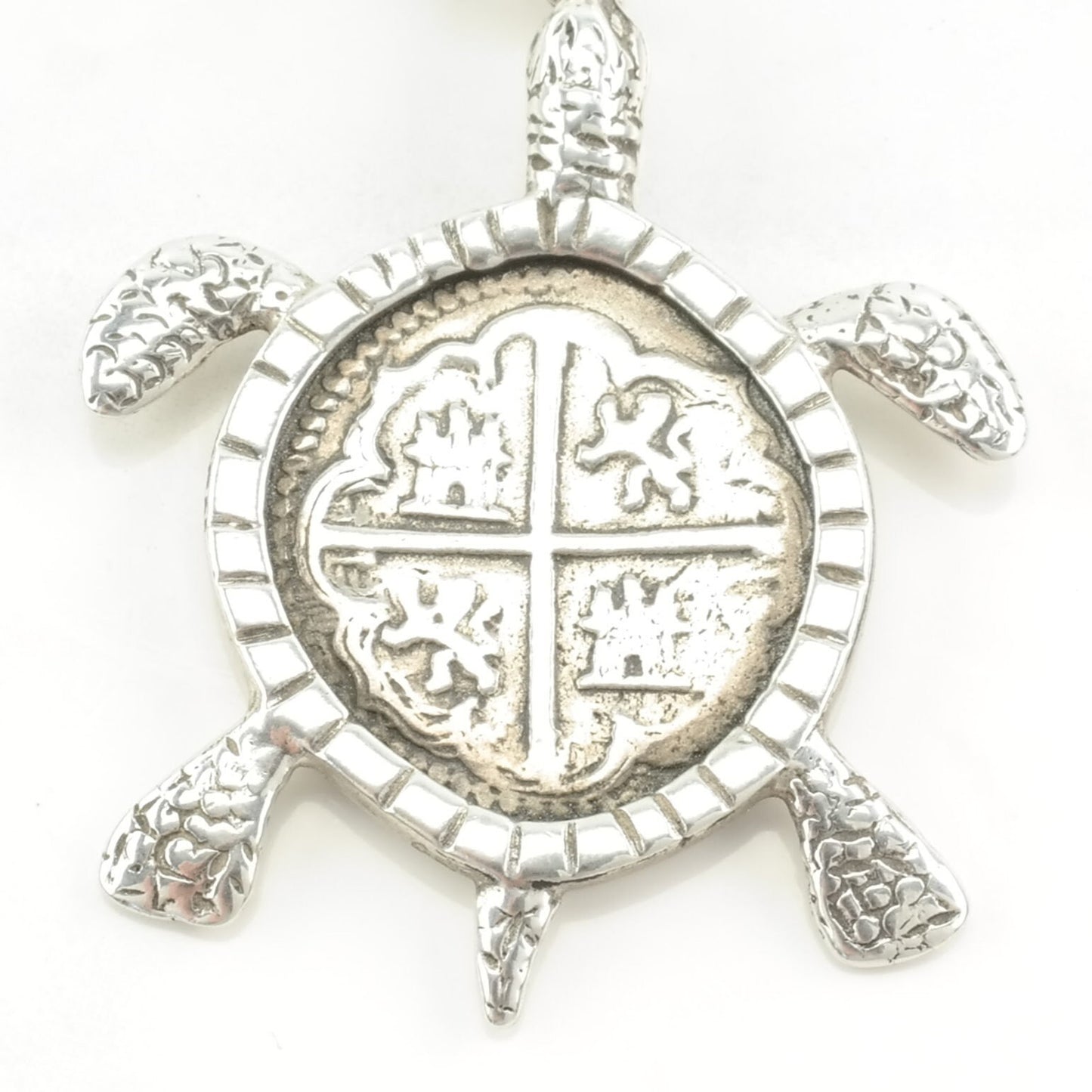 Vintage Turtle Crest, Coin Sterling Silver Pendant