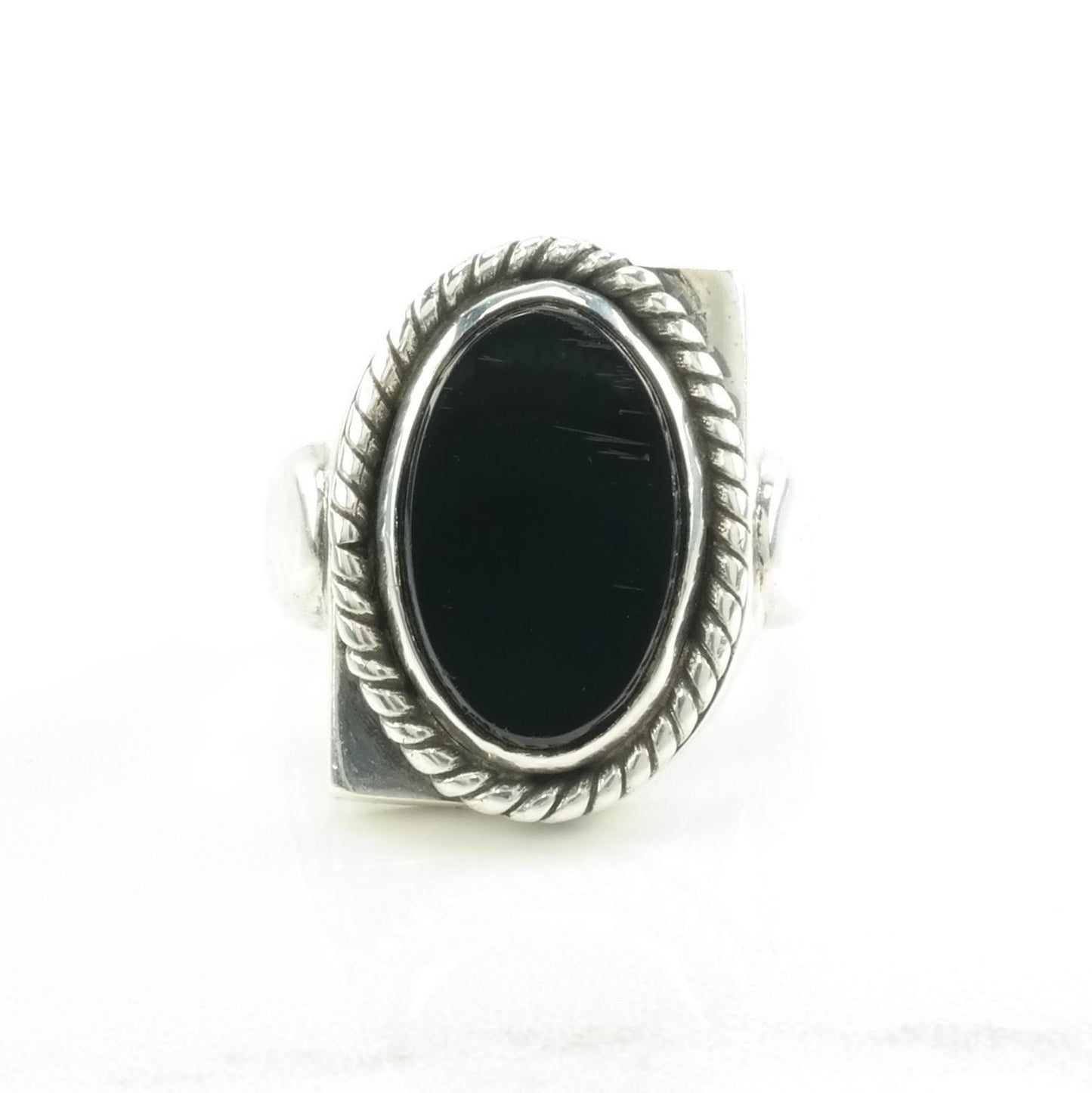 Vintage Andreas Beckmann Silver Ring Onyx Large Sterling Black Size 10