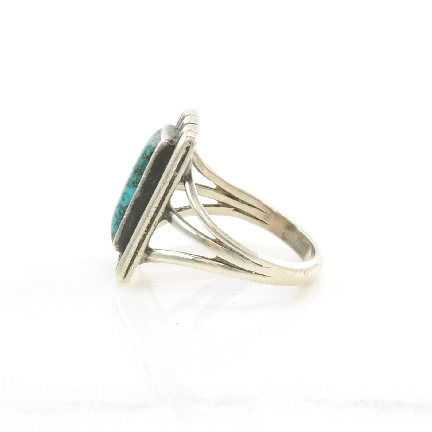 Vintage Sterling Silver Ring Turquoise Lone Mountain Blue Size 6 3/4
