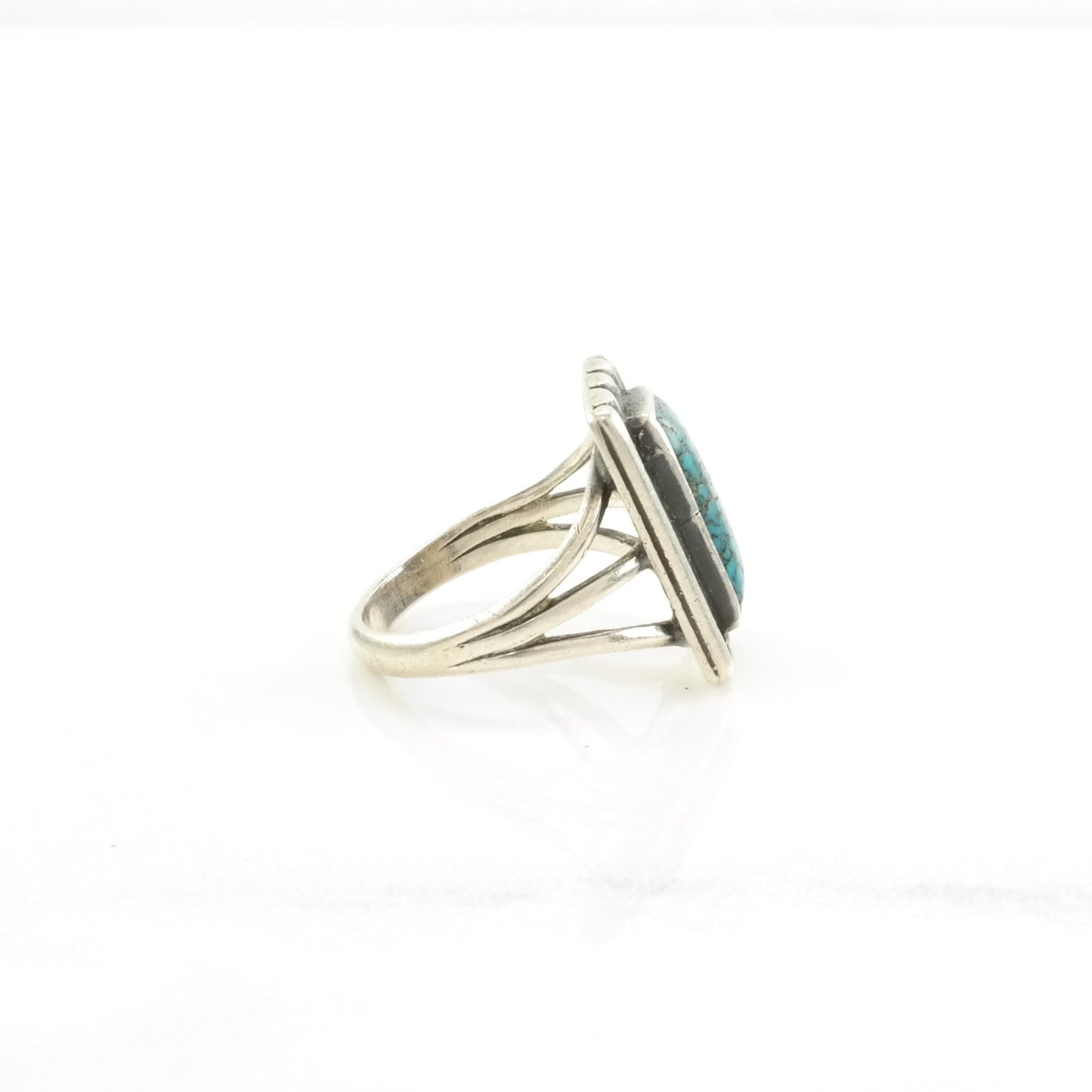 Vintage Sterling Silver Ring Turquoise Lone Mountain Blue Size 6 3/4