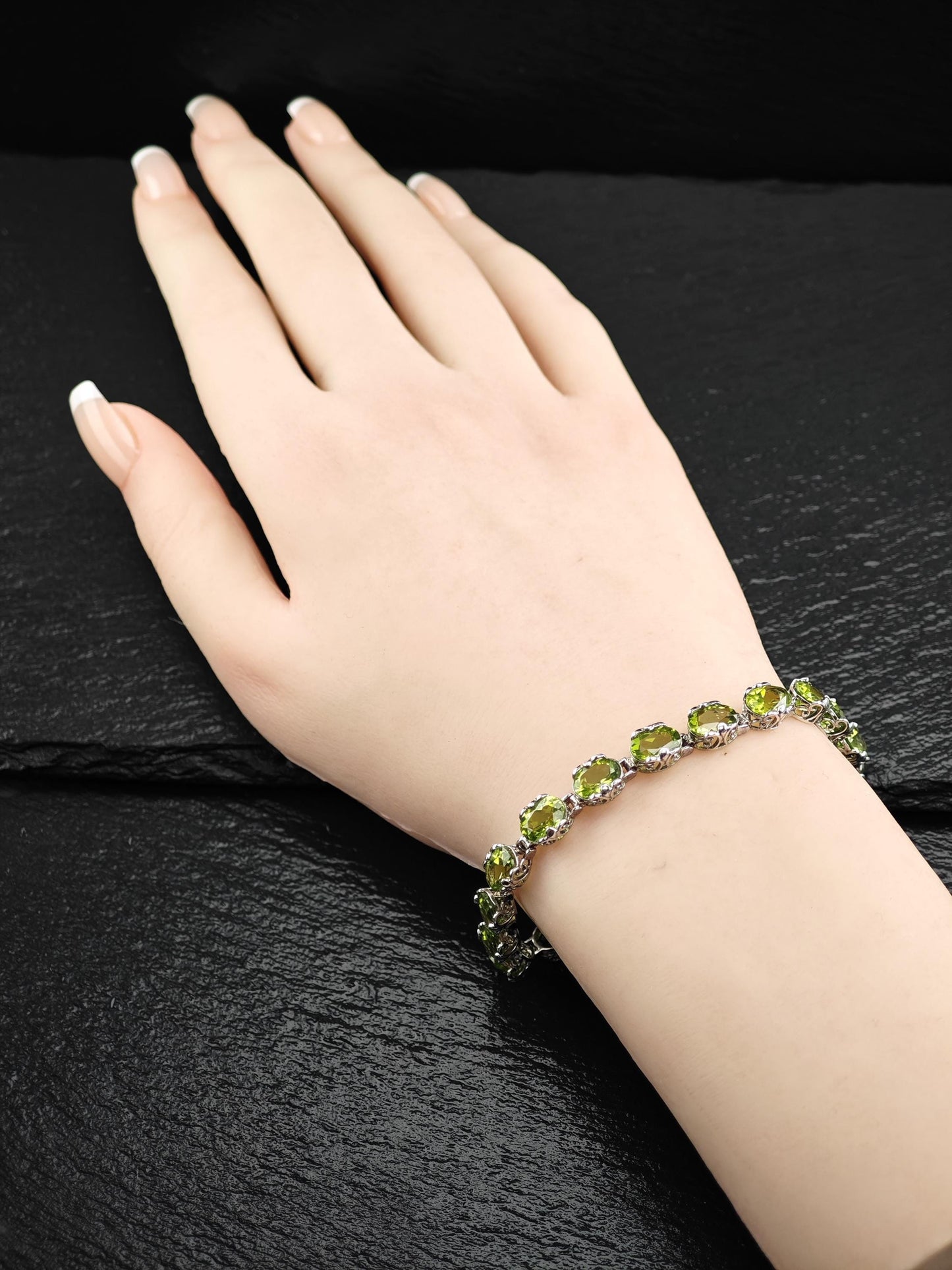 Vintage Natural Peridot Bracelet Sterling Silver
