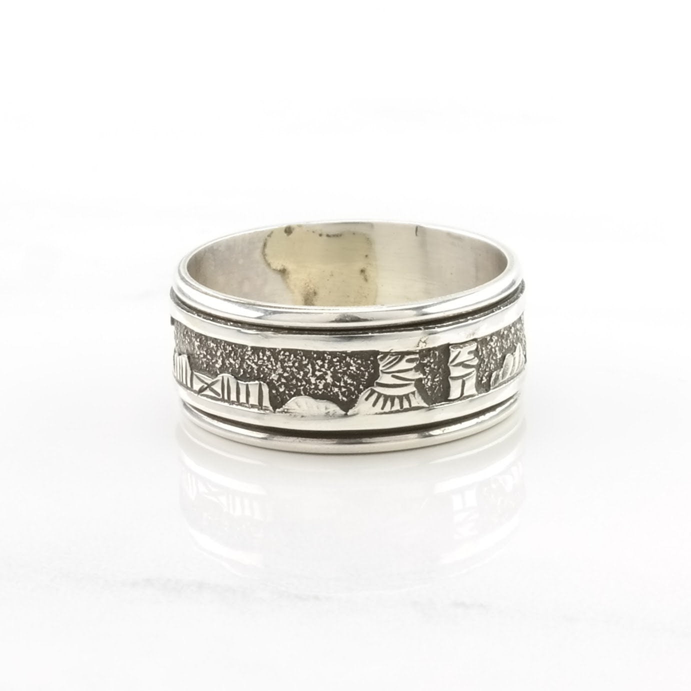 Vintage Sterling Silver Ring Western Band Size 12 1/4