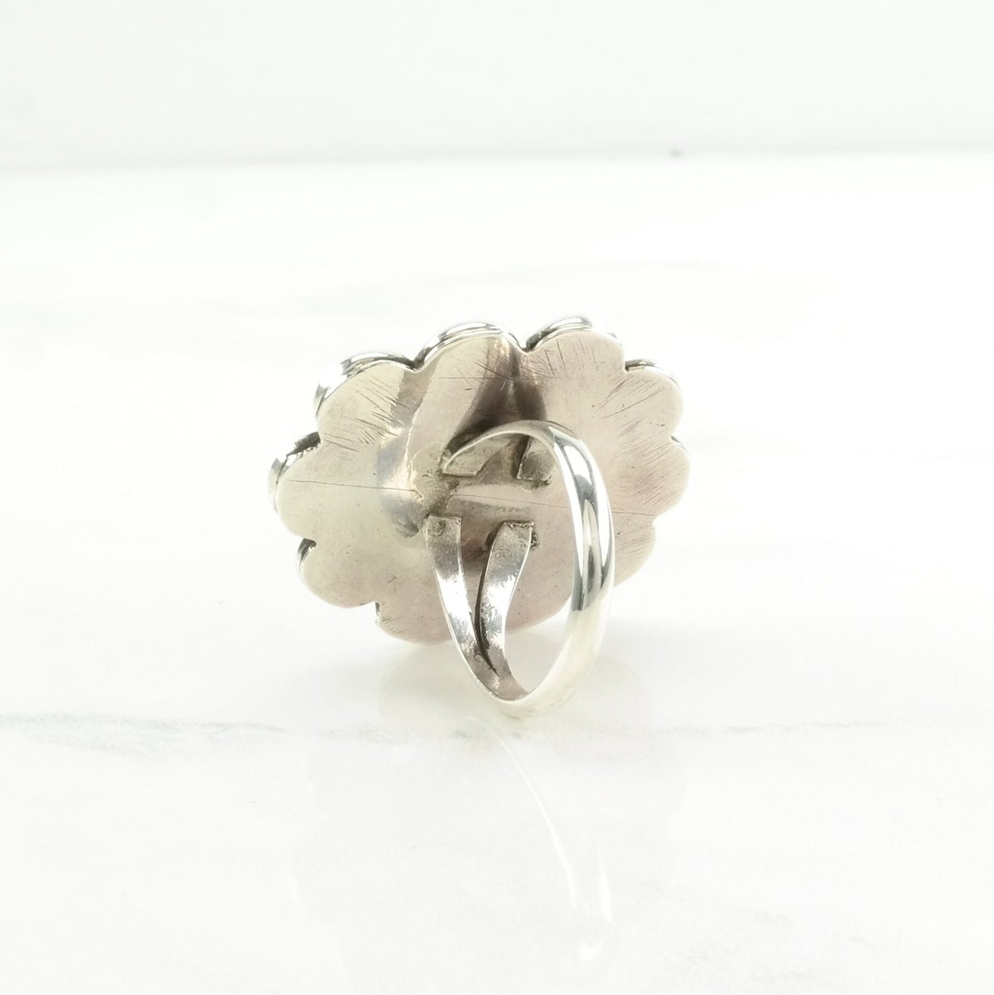 Vintage Native American Silver Ring Turquoise Floral Sterling Blue Size 5