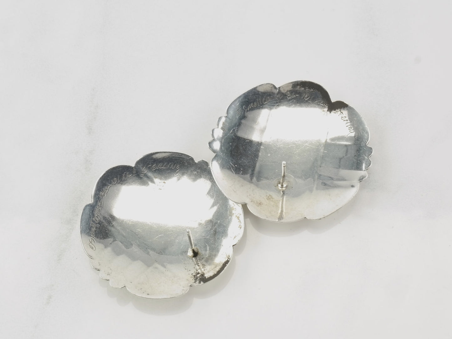 Native American Sterling Silver Shield Earrings Stud