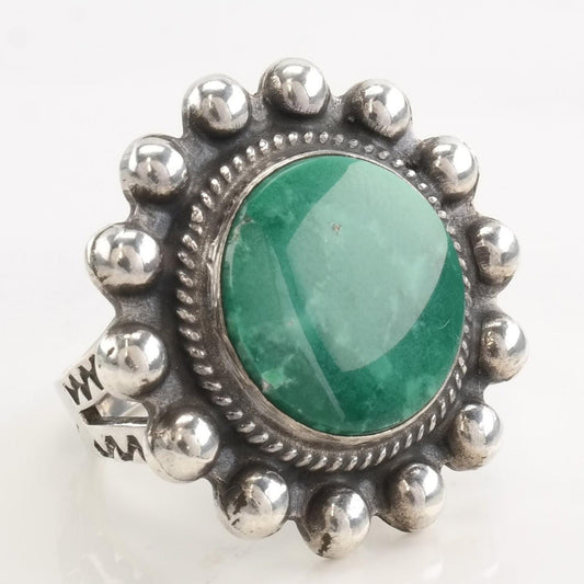 Vintage Fred Harvey Era Silver Ring Turquoise Circle Sun Sterling Size 4 3/4