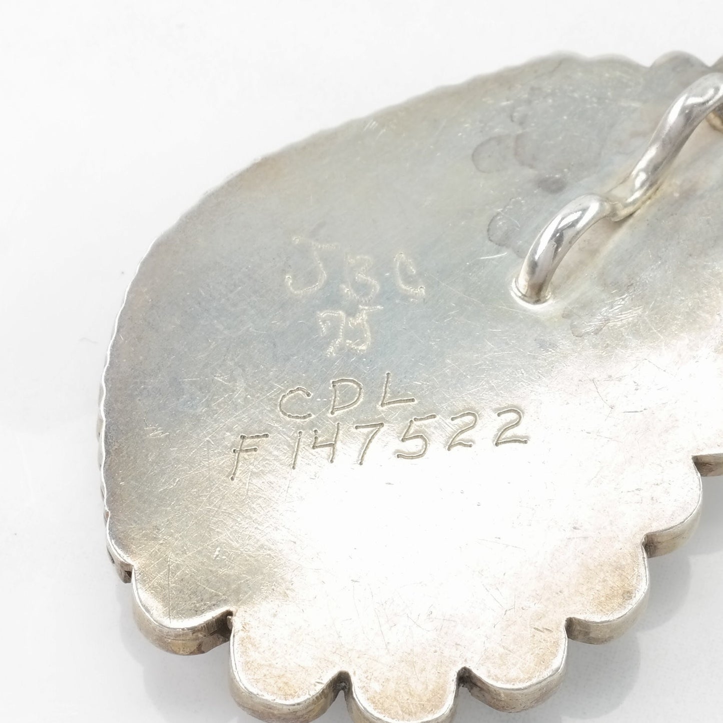 Vintage Native American Turquoise Spiderweb Sterling Silver Pendant