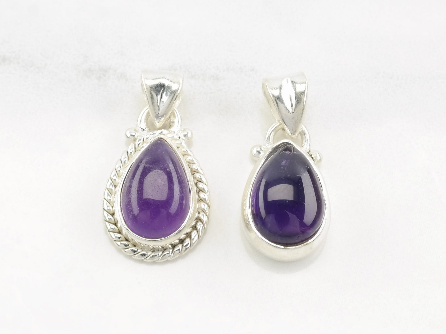 Choice of Vintage Modernist Amethyst Teardrop Sterling Silver Pendant