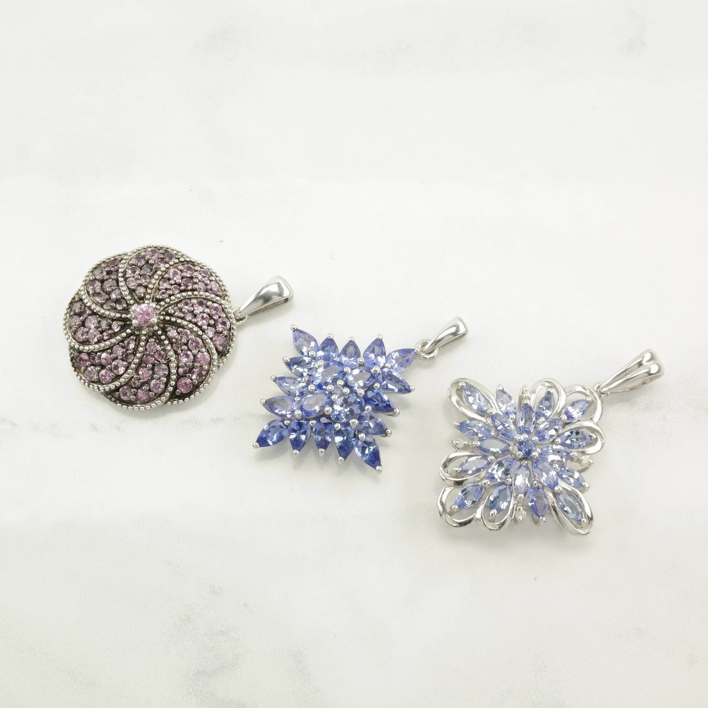 Vintage Topaz, Tanzanite Sterling Silver Pendant