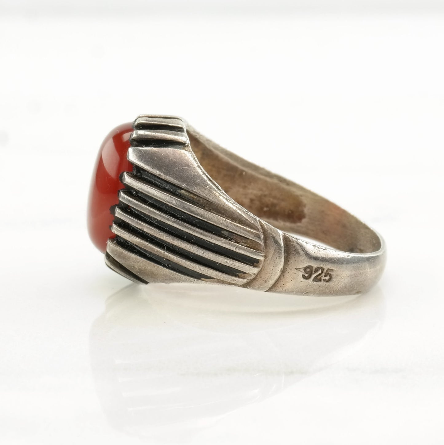 Vintage Sterling Silver Ring Carnelian Size 12 1/4