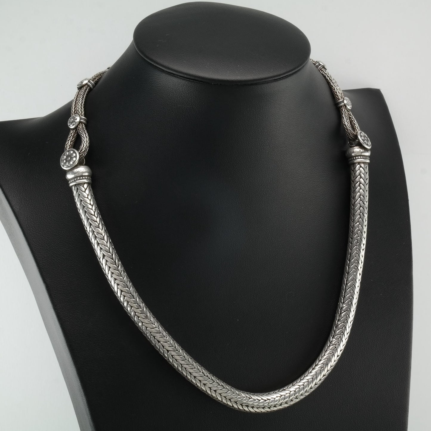 Vintage Rajasthan Floral Sterling Silver 8mm Necklace