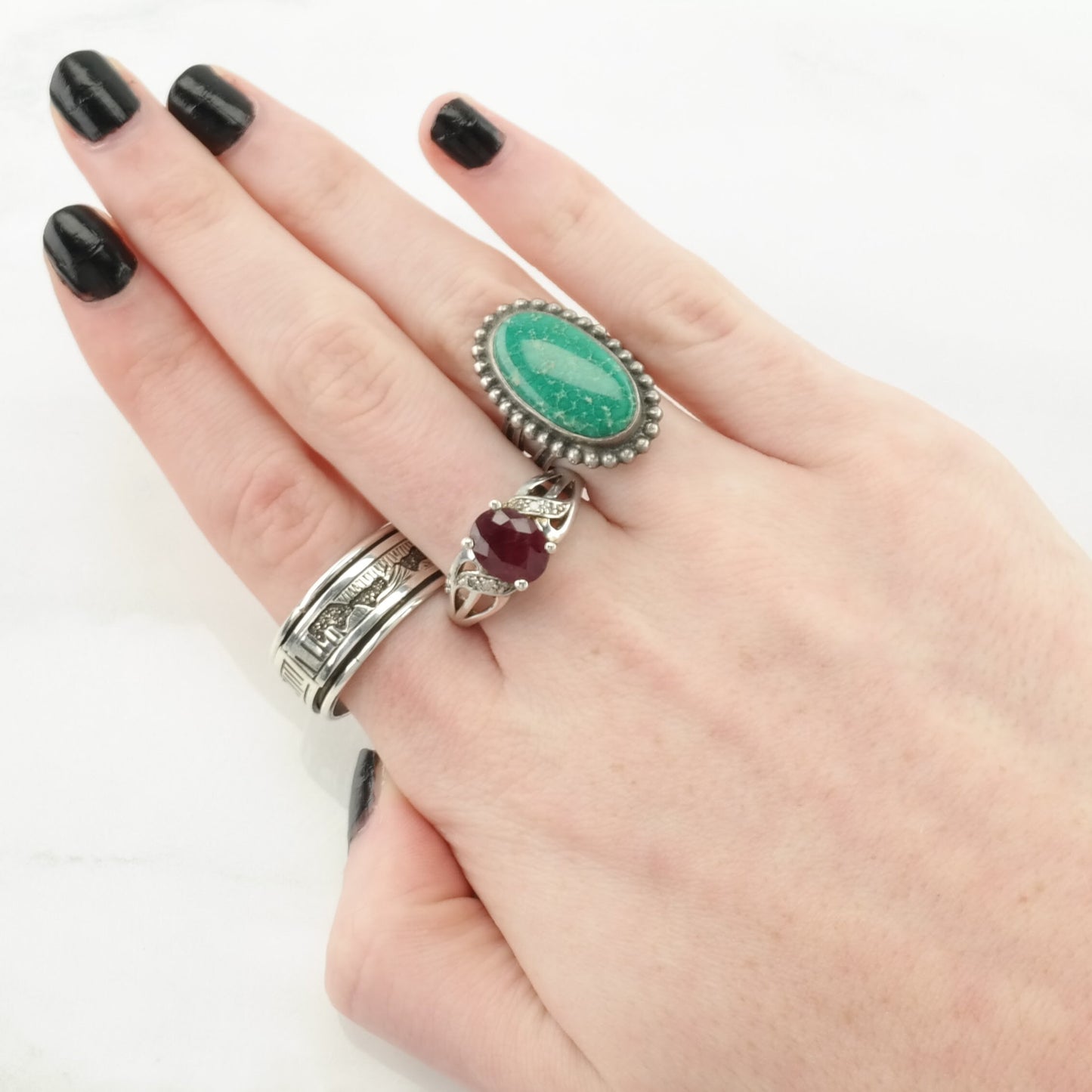 Vintage Sterling Silver Ring Western Band Size 12 1/4