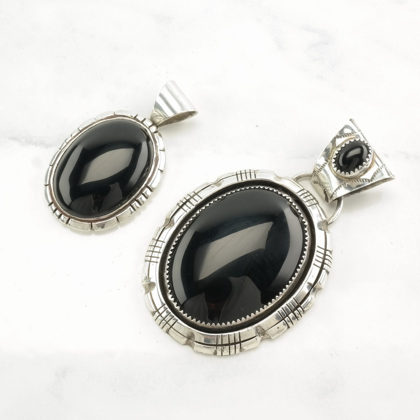 Choice of Vintage Native American Onyx Oval Sterling Silver Pendant