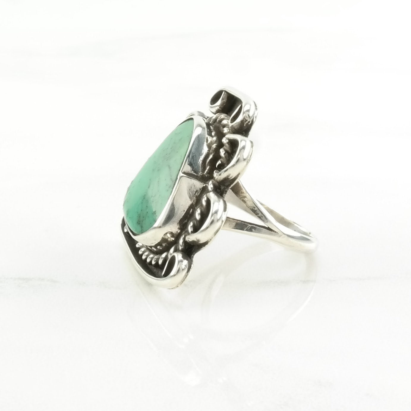 Vintage Sterling Silver Ring Turquoise Abstract Size 5