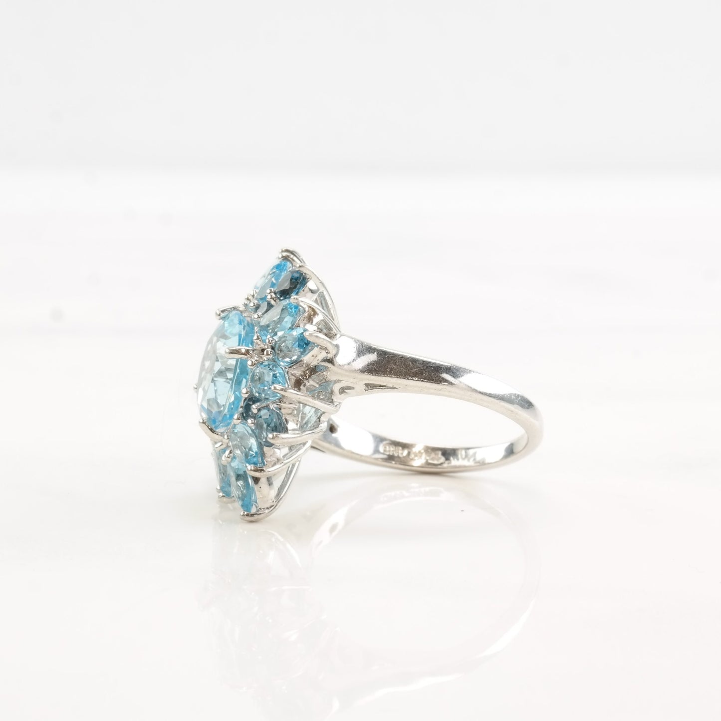 Vintage Sterling Silver Ring Topaz Flower Size 6