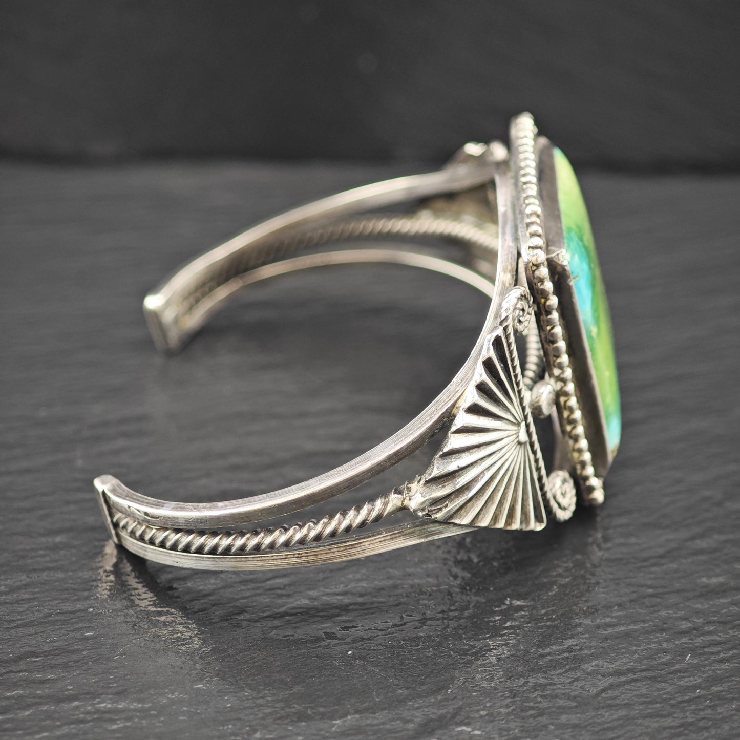Navajo Native American Turquoise Cuff Sterling Silver Sz 6 3/4" BR3030