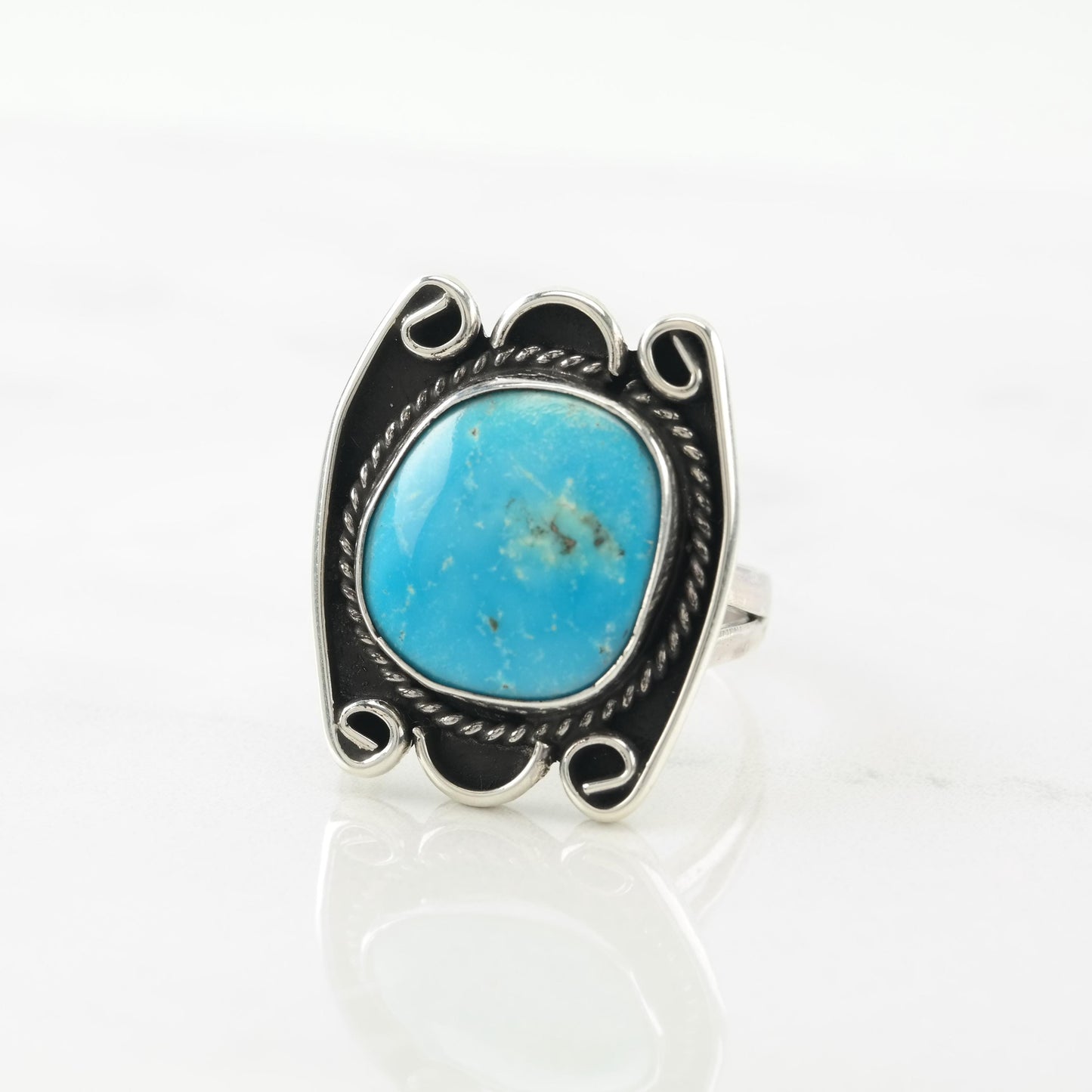 Native American Turquoise Ring Sterling Silver Size 11