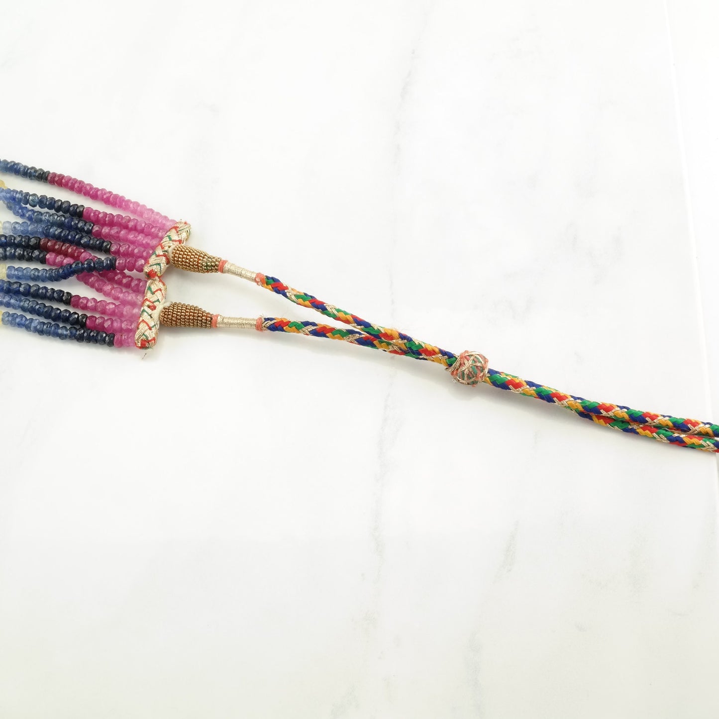 Vintage 500 ctw Rainbow Ruby, Sapphire, Citrine, Emerald 5 Strand, Bead Necklace