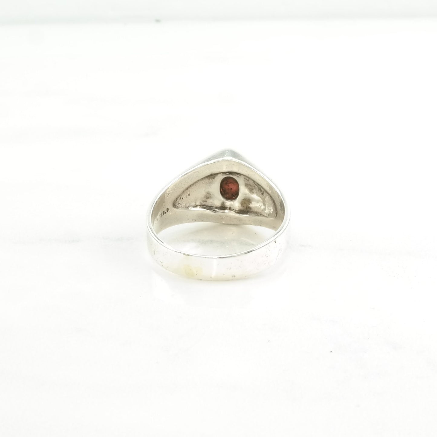Vintage Sterling Silver Ring Garnet Overlay Red Size 11 1/4