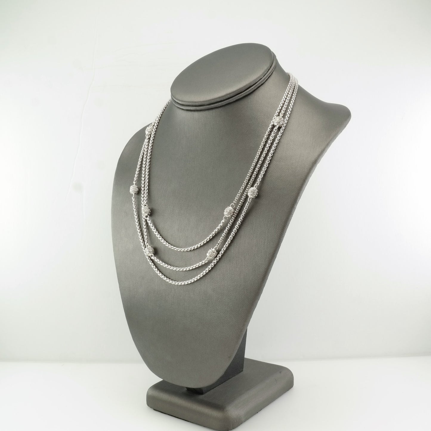 Judith Ripka Sterling Silver CZ Triple Strand Necklace