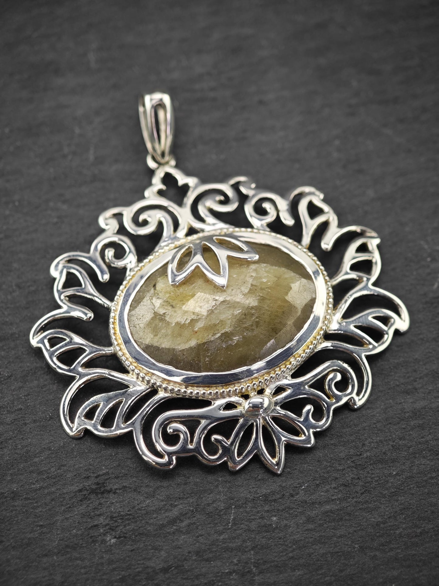 PTI Corundum Filigree Sterling Silver Pendant