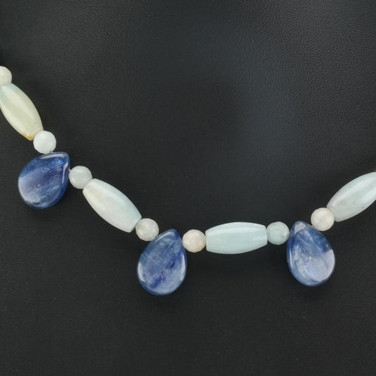 Vintage DTR Sterling Silver Blue Aquamarine, Kyanite Necklace