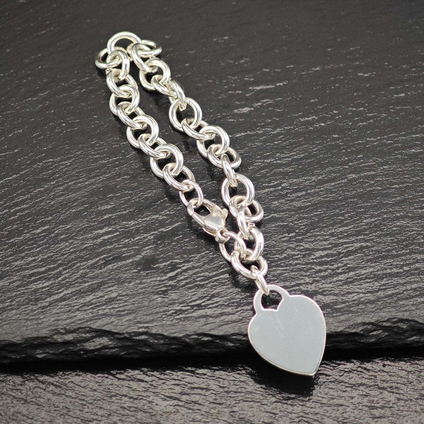 Tiffany Heart Tag Curb Bracelet Sterling Silver 7 1/2"